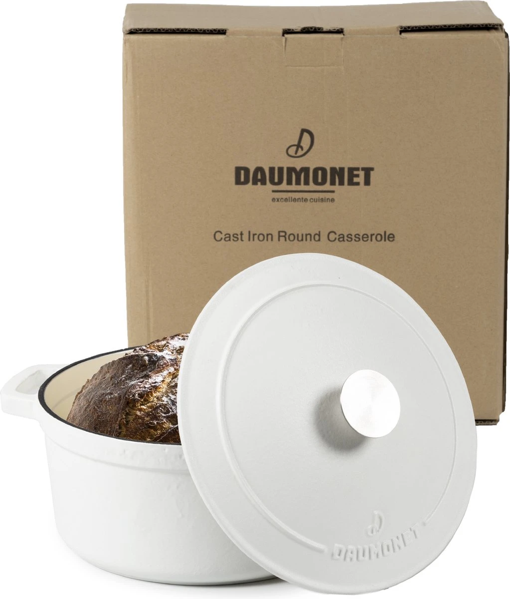 Daumonet Carême Blanc Gietijzeren Braadpan - Sudderpan Wit - Rond - Ø 26 Cm - 4,4 Liter - 100% PFAS & PFOA Vrij - Emaille - Geschikt Voor Alle Warmtebronnen - Elektrisch - Gas - Halogeen - Inductie - Keramisch - Vaatwasserbestendig 11 Daumonet Carême Blanc Gietijzeren Braadpan - Sudderpan Wit - Rond - Ø 26 Cm - 4,4 Liter - 100% PFAS & PFOA Vrij - Emaille - Geschikt Voor Alle Warmtebronnen - Elektrisch - Gas - Halogeen - Inductie - Keramisch - Vaatwasserbestendig - Afbeelding 9