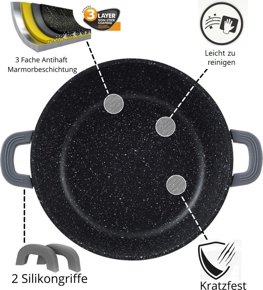 Cheffinger 28cm Kookpot / Braadpan - CF-DC28 5 Cheffinger 28cm Kookpot / Braadpan - CF-DC28 - Afbeelding 3