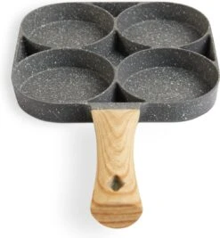 Magnani - Eierpan - 4 Bakplaten Van ⌀ 8 Cm - Voor Gas- En Elektrische Kookplaten - Aluminium - Houten Handvat - 38 X 18.7 X 2 Cm -Thuiskeuken 1109x1200 2