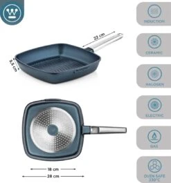 Westinghouse Performance Series - Grillpan Inductie 28cm - Luxe Grillpan - Blauw - Steakpan - Geschikt Voor Alle Warmtebronnen Inclusief Inductie En Ovenbestendig -Thuiskeuken 1120x1200 14