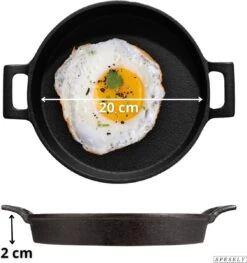Spesely® Gietijzeren Pan Met Handvaten - Koekenpan - Hapjespan - Diameter 20cm - Gietijzeren Pan Bbq -Thuiskeuken 1128x1200