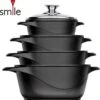 Smile 10 Delige Pannenset - Antiaanbaklaag - Vaatwasser Bestendig - Zwart