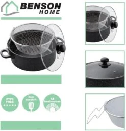 Benson Frituurpan Met Korf - Ø 26 Cm - Carbonstaal Met Marmer Coating -Thuiskeuken 1162x1200 1