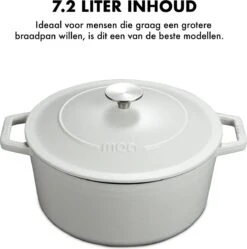 MOA Gietijzeren Braadpan - Inhoud 7,2 Liter - 30CM - Rond - Alle Warmtebronnen - Ook Voor Inductie - Gewicht 7,3 Kg - Wit - C30W -Thuiskeuken 1192x1200 1