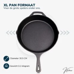 Gietijzeren Pan - Skillet - Koekenpan - BBQ - Koekenpan Inductie - ø32cm - 3.1 KG - Geschikt Voor Alle Warmtebronnen - Inclusief Gratis E-Book -Thuiskeuken 1198x1200 10