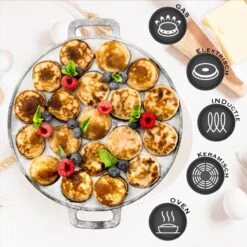 IRONO Poffertjespan Set - Incl. Doseerfles, Kwast En Vork - Poffertjespan Inductie En Electrisch - Poffertjesmaker 19 Poffertjes - Poffertjes Maken - Spuitfles - Cadeau Voor Mannen En Vrouwen -Thuiskeuken 1198x1200 18