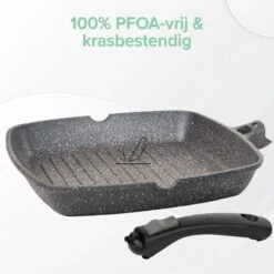 Coninx Grillpan 28CM - Steakpan - Afneembare Handgreep - PFAS-vrij - Grijs -Thuiskeuken 1198x1200 31