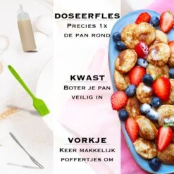 IRONO Poffertjespan Set - Incl. Doseerfles, Kwast En Vork - Poffertjespan Inductie En Electrisch - Poffertjesmaker 19 Poffertjes - Poffertjes Maken - Spuitfles - Cadeau Voor Mannen En Vrouwen -Thuiskeuken 1199x1200 2