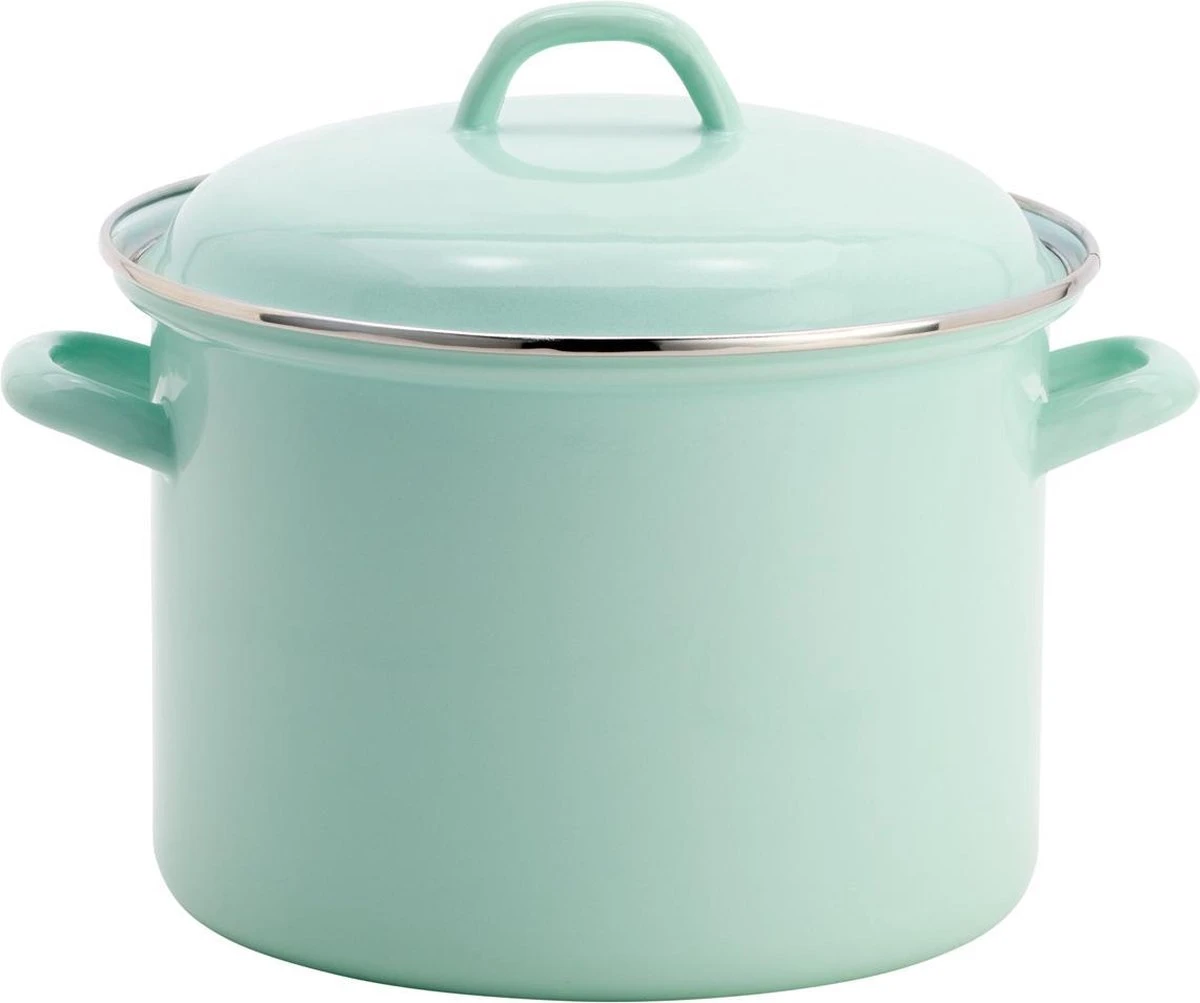 Lite-Body Soeppan / Stamppotpan Met Deksel - Ø 22 Cm/ 6ltr - Emaille - Mintgroen 3 Lite-Body Soeppan / Stamppotpan Met Deksel - Ø 22 Cm/ 6ltr - Emaille - Mintgroen