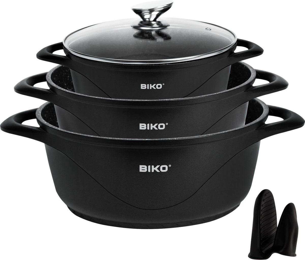 BIKO - Smile Pannen 8 Delige Pannenset - Braadpan - Zwart 3 BIKO - Smile Pannen 8 Delige Pannenset - Braadpan - Zwart