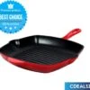 Cdealsz® Grillpan Gietijzer - Inductie - Rood - 28 Cm -Thuiskeuken 1200x1040