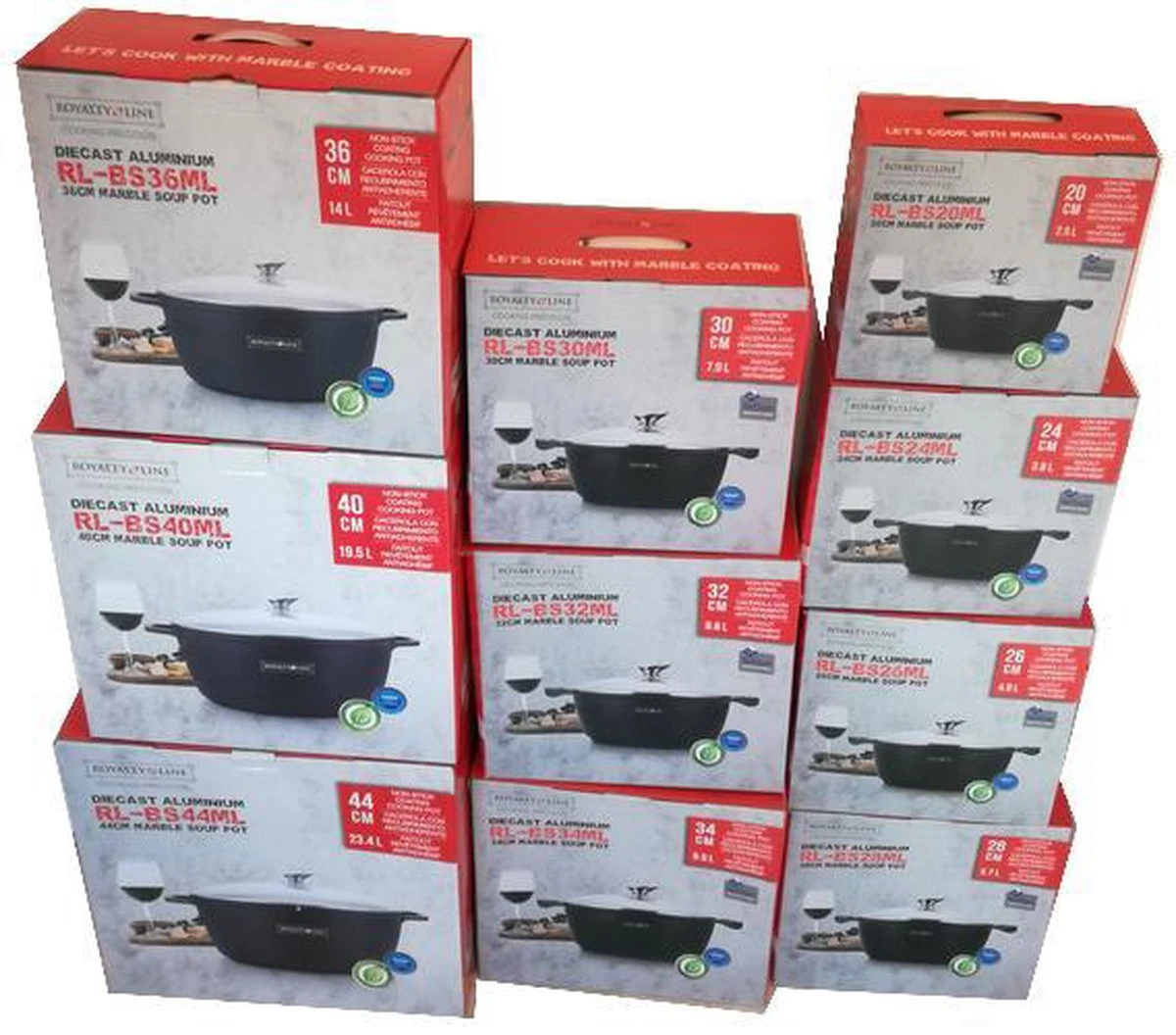 Royalty Line - Marble Soep/braadpan - Met Glazen Deksel Zwart - 20 CM. RL-BS20ML 13 Royalty Line - Marble Soep/braadpan - Met Glazen Deksel Zwart - 20 CM. RL-BS20ML - Afbeelding 11