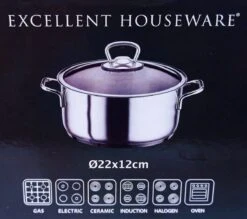 KOOPMAN Roestvrijstalen Pan 4,5 Liter - Met Glazen Deksel -Thuiskeuken 1200x1064