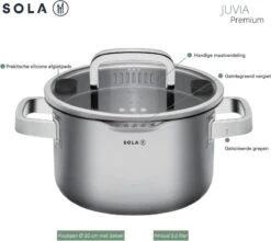 Sola Pannenset Juvia - 4 Delig - Ø 16,16,18,20 Cm - Zilver - RVS - Sandwichbodem -Thuiskeuken 1200x1069