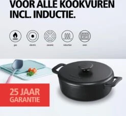 BRABANTIA THE DUTCH Gietijzeren Braadpan - Ø 28cm - MAT Zwart - Inductie -Thuiskeuken 1200x1107