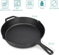 Navaris Gietijzeren Koekenpan - Braadpan Van Gietijzer - Ronde Skillet - Geschikt Voor Alle Warmtebronnen - Ø 30 Cm - Ovenbestendig Tot 260 Graden -Thuiskeuken 1200x1115