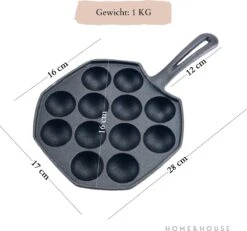 Home&House Poffertjespan Set - Zwart - Poffertjesmaker - Inductie - Gas - Poffertjes - Prik Vork - Kwast - Gietijzer - Poffertjesplaat - Poffertjespannen -Thuiskeuken 1200x1122 2