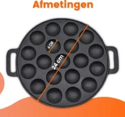 Kicinn Poffertjespan - Poffertjesmaker - Poffertjespan Inductie - Ø 24 Cm - 19 Poffertjes - Inclusief Handvaten -Thuiskeuken 1200x1127