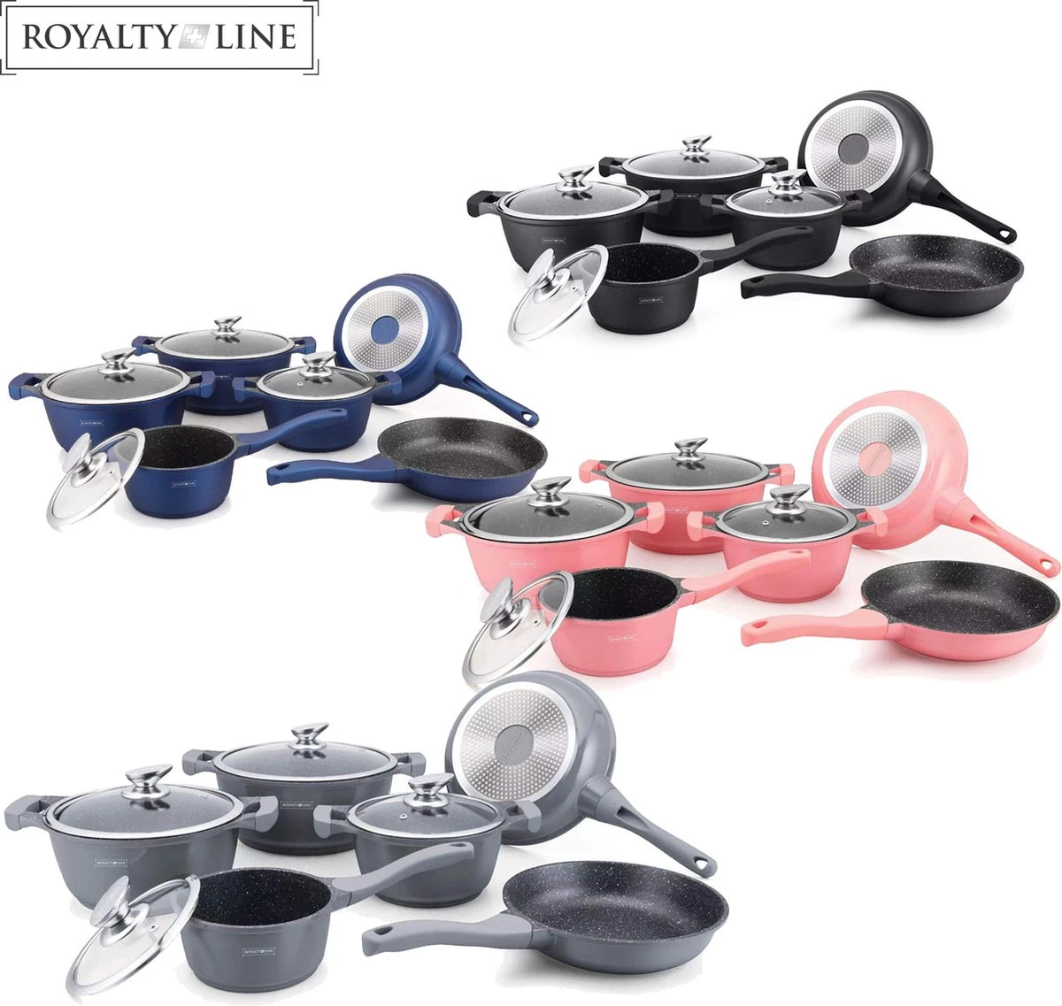 Royalty Line 10-delige Pannenset-- RVS - Gietijzer- Roze 8 Royalty Line 10-delige Pannenset-- RVS - Gietijzer- Roze - Afbeelding 6