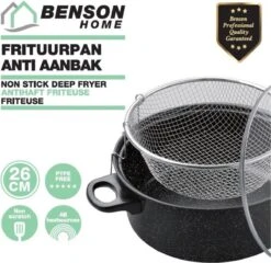 Benson Frituurpan Met Korf - Ø 26 Cm - Carbonstaal Met Marmer Coating -Thuiskeuken 1200x1168 5