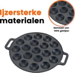 Kicinn Poffertjespan - Poffertjesmaker - Poffertjespan Inductie - Ø 24 Cm - 19 Poffertjes - Inclusief Handvaten -Thuiskeuken 1200x1177 2