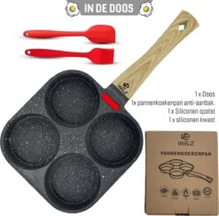 W&Z® Pannenkoekenpan Inductie - Pancake Pan - Omeletpan - Omeletmaker -Eierpan- Anti Aanbak - 4 Vakjes -Thuiskeuken 1200x1179
