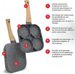 Professionele Koekenpan - Inductie - Voor Eieren / Pannekoeken / Hamburgers - Bakpan - Pan Voor 4 Eieren - Crepe Maker - Pannenkoekenmaker - Braadpan - Anti Aanbaklaag -Thuiskeuken 1200x1188 1