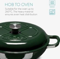 Navaris Gietijzeren Stoofpan Met Deksel- 3,5 Liter Gietijzeren Ovenschaal Van Email - Geschikt Voor Alle Warmtebronnen - Groen -Thuiskeuken 1200x1189 5