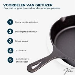 Gietijzeren Pan - Skillet - Koekenpan - BBQ - Koekenpan Inductie - ø32cm - 3.1 KG - Geschikt Voor Alle Warmtebronnen - Inclusief Gratis E-Book -Thuiskeuken 1200x1198 13