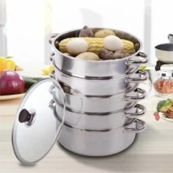 Service96 - Stoompan - 5 Lagen - Roestvrij Staal - Dikke Stoompan - Soeppan - Universele Kookpotten - Voor Inductiekookplaat, Gasfornuis - Kookgerei -Thuiskeuken 1200x1198 38