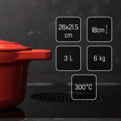 Daumonet Bocuse Rouge Gietijzeren Braadpan - Sudderpan Kersen Rood - Ovaal - Ø 29 Cm - 3 Liter - PFAS & PFOA Vrij - Emaille - Geschikt Voor Alle Warmtebronnen - Elektrisch - Gas - Halogeen - Inductie - Keramisch - Vaatwasserbestendig -Thuiskeuken 1200x1199 25