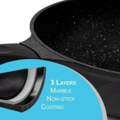 Marble Coating Wokpan Inductie - Met Glazen Deksel - Zwart - 30 Cm 12 Marble Coating Wokpan Inductie - Met Glazen Deksel - Zwart - 30 Cm -Thuiskeuken 1200x1200 1028