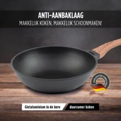 Rosmarino Black Line - Wokpan - Ø30cm - 100% PFAS & PFOA Vrij - Gegoten Aluminium - Non-stick Minerale Coating - Ergonomische Handgreep - Geschikt Voor Alle Warmtebronnen & Vaatwasser -Thuiskeuken 1200x1200 1037