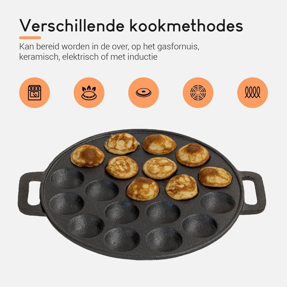 Ocina Poffertjespan– 19 Poffertjes – Poffertjesmaker – Poffertjespan Inductie – Poffertjespan Electrisch – Gietijzeren Pan – Inclusief Warmtebestendige Handvaten– Gratis Receptenboek 6 Ocina Poffertjespan– 19 Poffertjes – Poffertjesmaker – Poffertjespan Inductie – Poffertjespan Electrisch – Gietijzeren Pan – Inclusief Warmtebestendige Handvaten– Gratis Receptenboek - Afbeelding 4