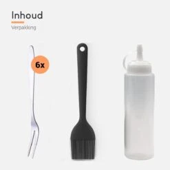 Ocina Poffertjespan Accessoires Set - Doseerfles - Poffertjes Spuitfles - 6x Poffertjes Vork - Kwast - Siliconen Kwast - Bakkwast - Gratis Poffertjes E-Book -Thuiskeuken 1200x1200 1091