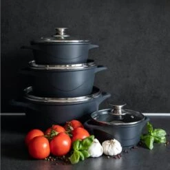 Smile 10 Delige Pannenset - Antiaanbaklaag - Vaatwasser Bestendig - Zwart -Thuiskeuken 1200x1200 1167