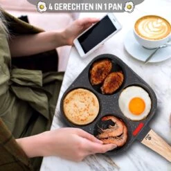 W&Z® Pannenkoekenpan Inductie - Pancake Pan - Omeletpan - Omeletmaker -Eierpan- Anti Aanbak - 4 Vakjes -Thuiskeuken 1200x1200 1194