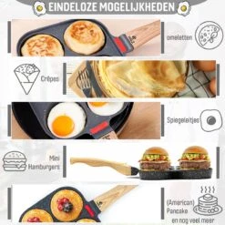 W&Z® Pannenkoekenpan Inductie - Pancake Pan - Omeletpan - Omeletmaker -Eierpan- Anti Aanbak - 4 Vakjes -Thuiskeuken 1200x1200 1196
