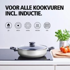 BRABANTIA INDU+ Hapjespan - Keramische Antiaanbaklaag - Met Deksel - Ø 28 Cm - Inductie - Pfas Vrij -Thuiskeuken 1200x1200 1295