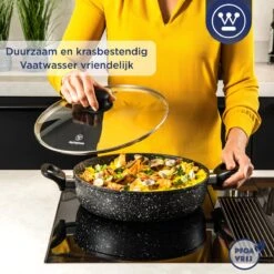 Westinghouse Hapjespan Inductie - Ø 32 Cm - Zwart Marmer - Met Deksel -Thuiskeuken 1200x1200 1306
