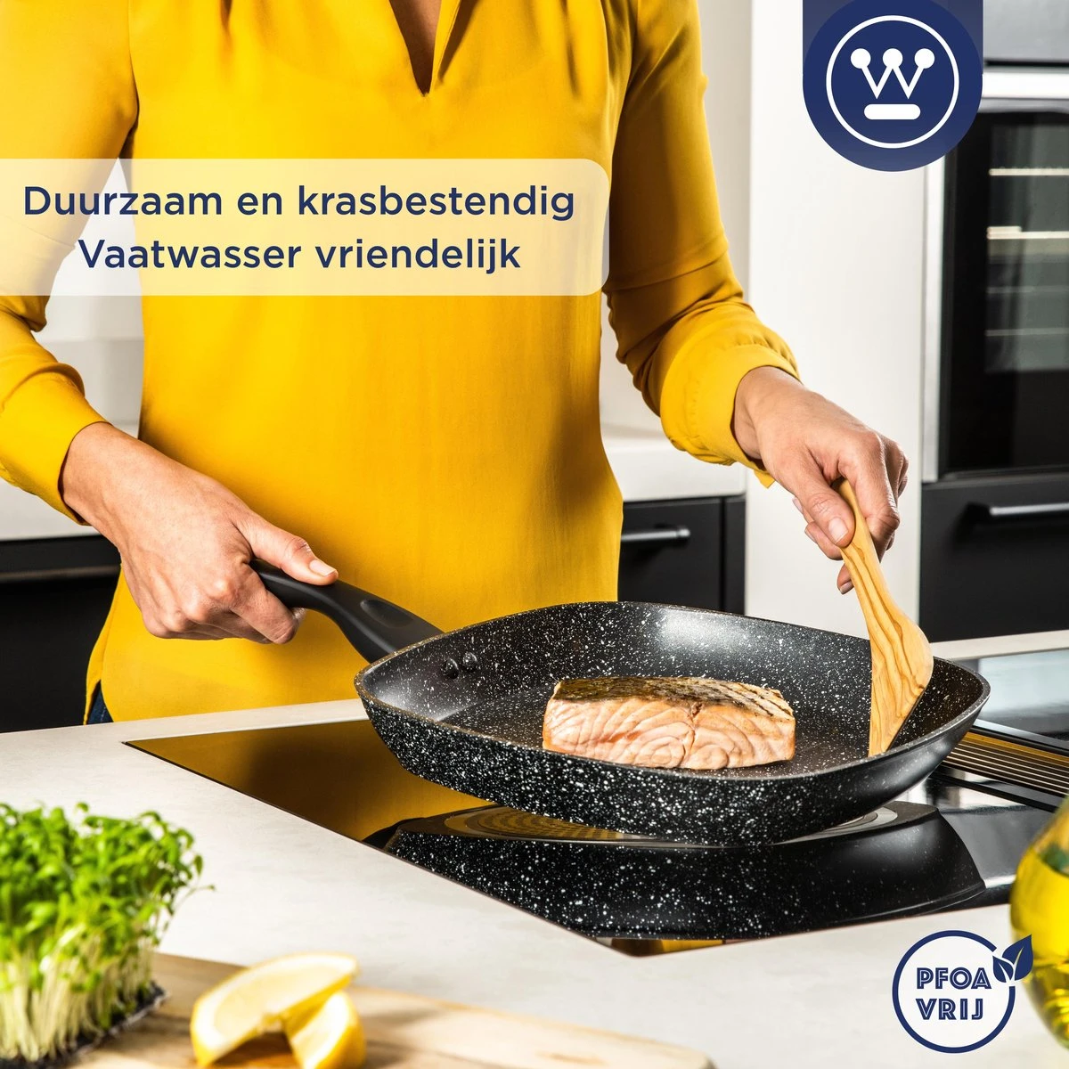 Westinghouse Grillpan - Ø 28 Cm - Zwart Marmer - Geschikt Voor Alle Warmtebronnen Inclusief Inductie - Steakpan Met Antiaanbaklaag- Aluminium 8 Westinghouse Grillpan - Ø 28 Cm - Zwart Marmer - Geschikt Voor Alle Warmtebronnen Inclusief Inductie - Steakpan Met Antiaanbaklaag- Aluminium - Afbeelding 6