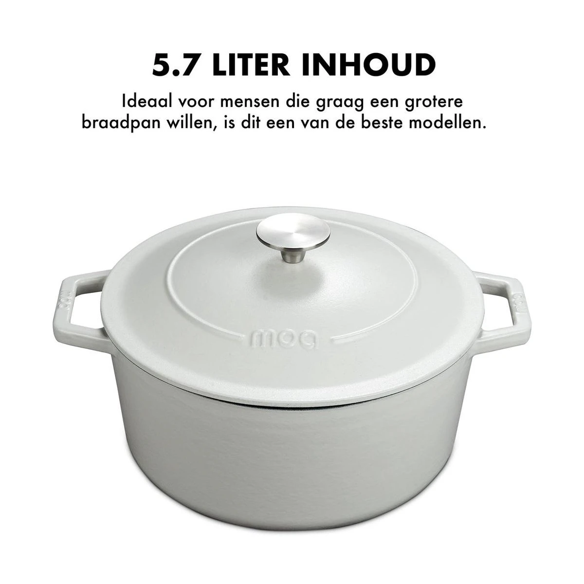 MOA Gietijzeren Braadpan - Inhoud 5,7 Liter - 26CM - Rond - Alle Warmtebronnen - Ook Voor Inductie - Gewicht 5,8 Kg - Wit - C26W 4 MOA Gietijzeren Braadpan - Inhoud 5,7 Liter - 26CM - Rond - Alle Warmtebronnen - Ook Voor Inductie - Gewicht 5,8 Kg - Wit - C26W - Afbeelding 2