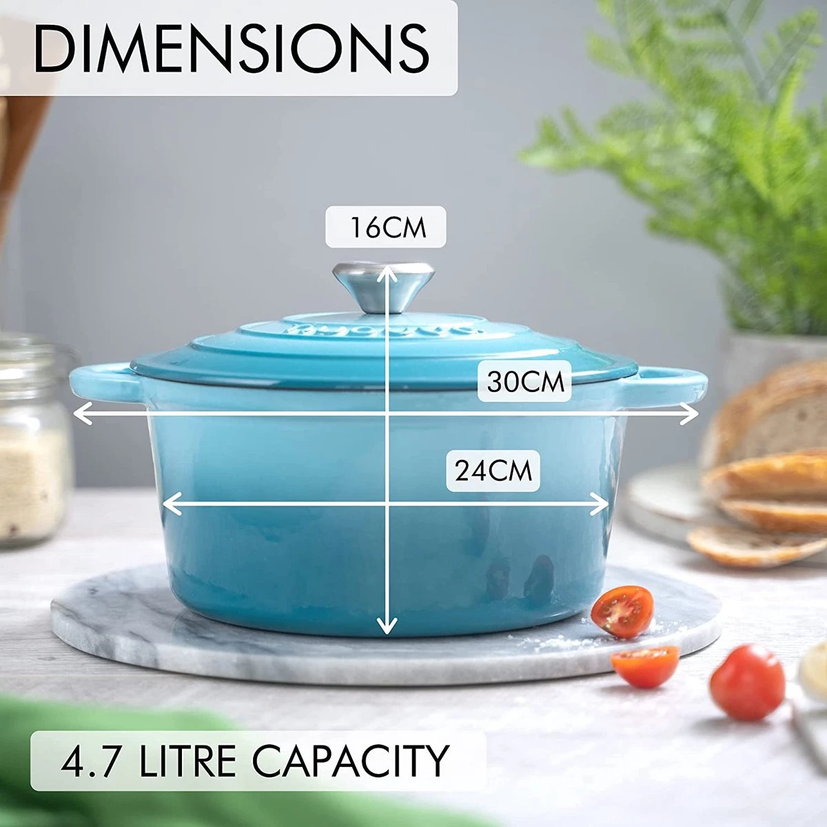 Nuovva Gietijzeren Braadpan Antiaanbaklaag Met Deksel - Sudderpan Blauw - Rond - Ø24 Cm - 4,7 Liter - 100% PFAS & PFOA Vrij - Geschikt Voor Alle Warmtebronnen - Elektrisch - Gas - Halogeen - Inductie – Keramisch 6 Nuovva Gietijzeren Braadpan Antiaanbaklaag Met Deksel - Sudderpan Blauw - Rond - Ø24 Cm - 4,7 Liter - 100% PFAS & PFOA Vrij - Geschikt Voor Alle Warmtebronnen - Elektrisch - Gas - Halogeen - Inductie – Keramisch - Afbeelding 4