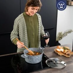 Westinghouse Kookpan/Braadpan Inductie - Ø 28 Cm - Grijs Graniet - Met Deksel - PFOA Vrij 12 Westinghouse Kookpan/Braadpan Inductie - Ø 28 Cm - Grijs Graniet - Met Deksel - PFOA Vrij -Thuiskeuken 1200x1200 150