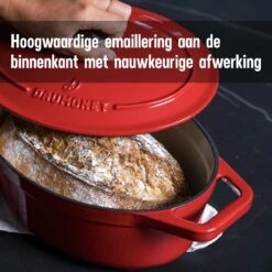 Daumonet Bocuse Rouge Gietijzeren Braadpan - Sudderpan Kersen Rood - Ovaal - Ø 29 Cm - 3 Liter - PFAS & PFOA Vrij - Emaille - Geschikt Voor Alle Warmtebronnen - Elektrisch - Gas - Halogeen - Inductie - Keramisch - Vaatwasserbestendig -Thuiskeuken 1200x1200 1510