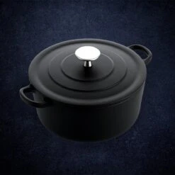 Royal Van Kempen & Begeer - Hoge Braadpan - 22cm - Mat Gietijzer Braadpan Met Stevige Grepen En Roestvrijstalen Knop - Kan In De Oven Tot 260 Graden Celsius (inclusief Deksel) - Geschikt Voor Alle Warmtebronnen Inclusief Inductie