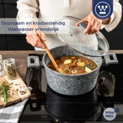 Westinghouse Kookpan/Braadpan Inductie - Ø 28 Cm - Grijs Graniet - Met Deksel - PFOA Vrij 16 Westinghouse Kookpan/Braadpan Inductie - Ø 28 Cm - Grijs Graniet - Met Deksel - PFOA Vrij -Thuiskeuken 1200x1200 152
