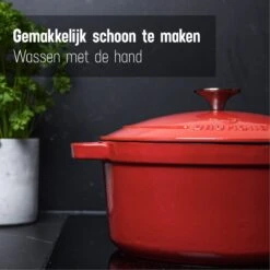 Daumonet Carême Rouge Gietijzeren Braadpan - Sudderpan Kersen Rood - Rond - Ø26 Cm - 4,4 Liter - PFAS & PFOA Vrij - Emaille - Geschikt Voor Alle Warmtebronnen - Elektrisch - Gas - Halogeen - Inductie - Keramisch - Vaatwasserbestendig 16 Daumonet Carême Rouge Gietijzeren Braadpan - Sudderpan Kersen Rood - Rond - Ø26 Cm - 4,4 Liter - PFAS & PFOA Vrij - Emaille - Geschikt Voor Alle Warmtebronnen - Elektrisch - Gas - Halogeen - Inductie - Keramisch - Vaatwasserbestendig -Thuiskeuken 1200x1200 1521