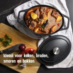 Gietijzeren Braadpan - Sudderpan Zwart Van Daumonet - Ovaal - Ø 29 Cm - 3 Liter - 100% PFAS & PFOA Vrij - Emaille - Geschikt Voor Alle Warmtebronnen - Elektrisch - Gas - Halogeen - Inductie - Keramisch - Vaatwasserbestendig -Thuiskeuken 1200x1200 1531
