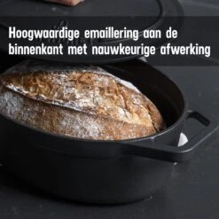 Gietijzeren Braadpan - Sudderpan Zwart Van Daumonet - Ovaal - Ø 29 Cm - 3 Liter - 100% PFAS & PFOA Vrij - Emaille - Geschikt Voor Alle Warmtebronnen - Elektrisch - Gas - Halogeen - Inductie - Keramisch - Vaatwasserbestendig -Thuiskeuken 1200x1200 1535
